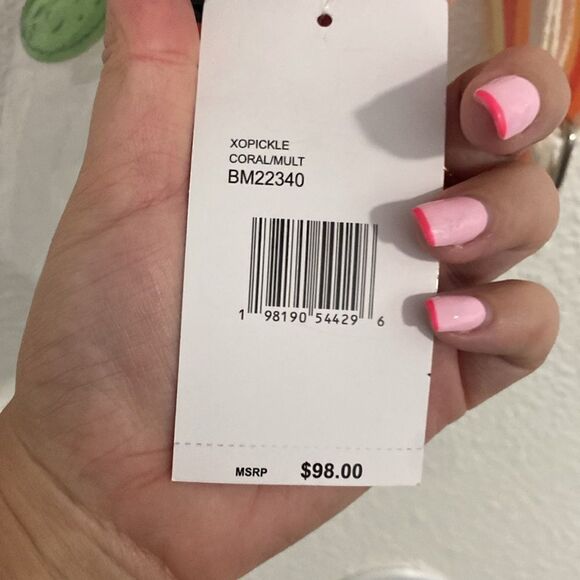 NWT- Betsey Johnson-XO pickle ball purse coral and green - Picture 4 of 8